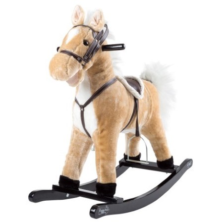 Toy Time Rocking Horse Ride On Toy Plush Animal on Wooden Rockers for Toddlers to 4-years Old, Brown 217945BLN